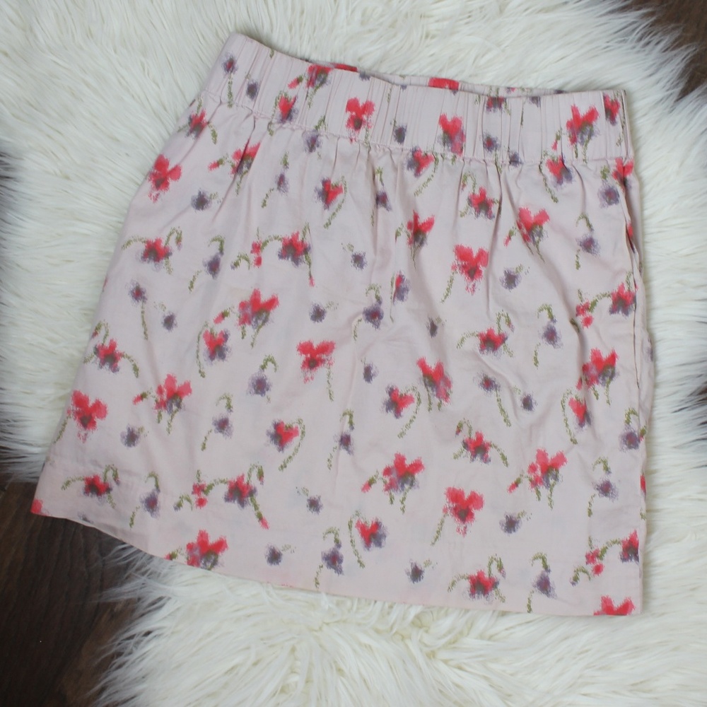 J. Crew Blush Pink Floral A-Line Skirt